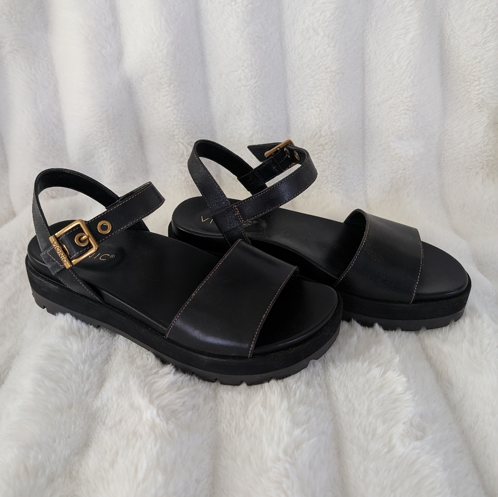 Women's Black Vionic Onyx Jamie Tie Adjustable Strap Sandal, size 7